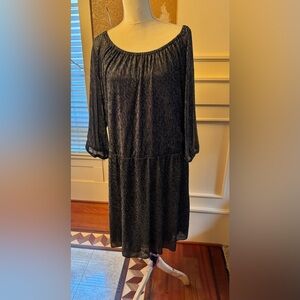 Heart & Soul Black and Silver Shimmer Chic Long Sleeve